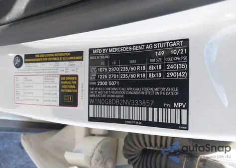 2022 Mercedes-Benz Glc 300 Suv from USA, damaged, VIN W1N0G8DB2NV333857